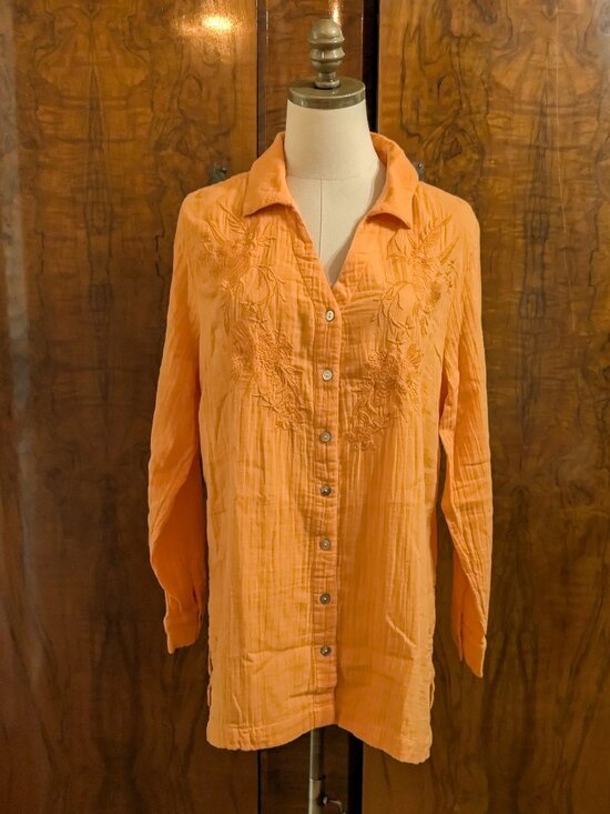 Soft Surroundings Tops - Soft Surroundings Cotton Gauze Embroidered Tunic Blouse PL Boho Chic
